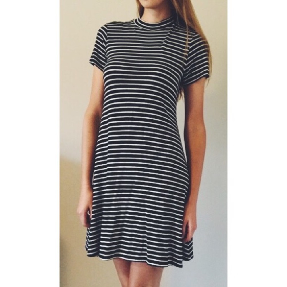 Enough About Me Mock Neck Black Striped Dress - Picture 8 of 8